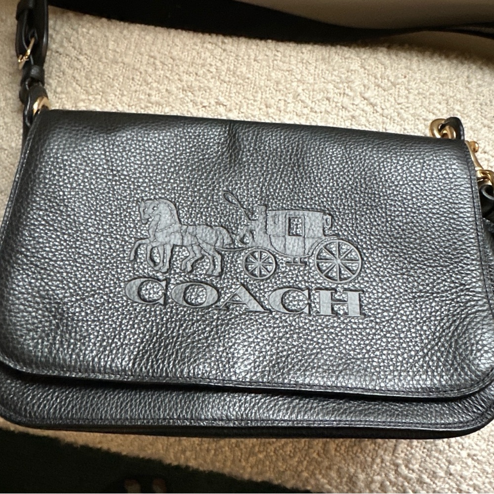 Coach Black Embossed Leather Crossbody Bag - Picture 6 of 9
